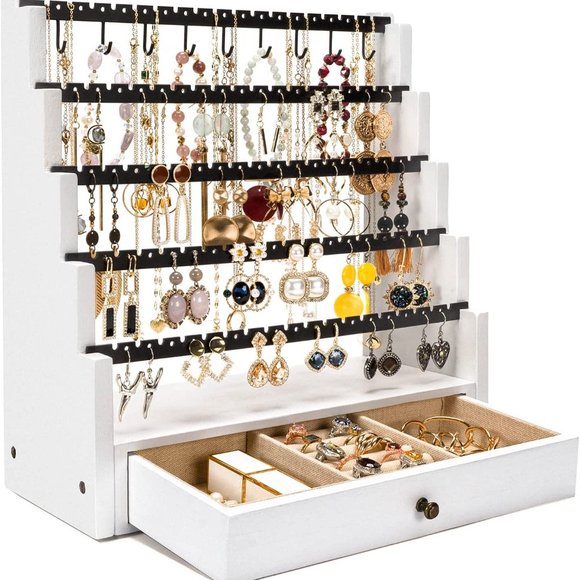 New Earring Organizer, 5 Layer Earring Holder Organizer with Metal Neckl… - Picture 7 of 10